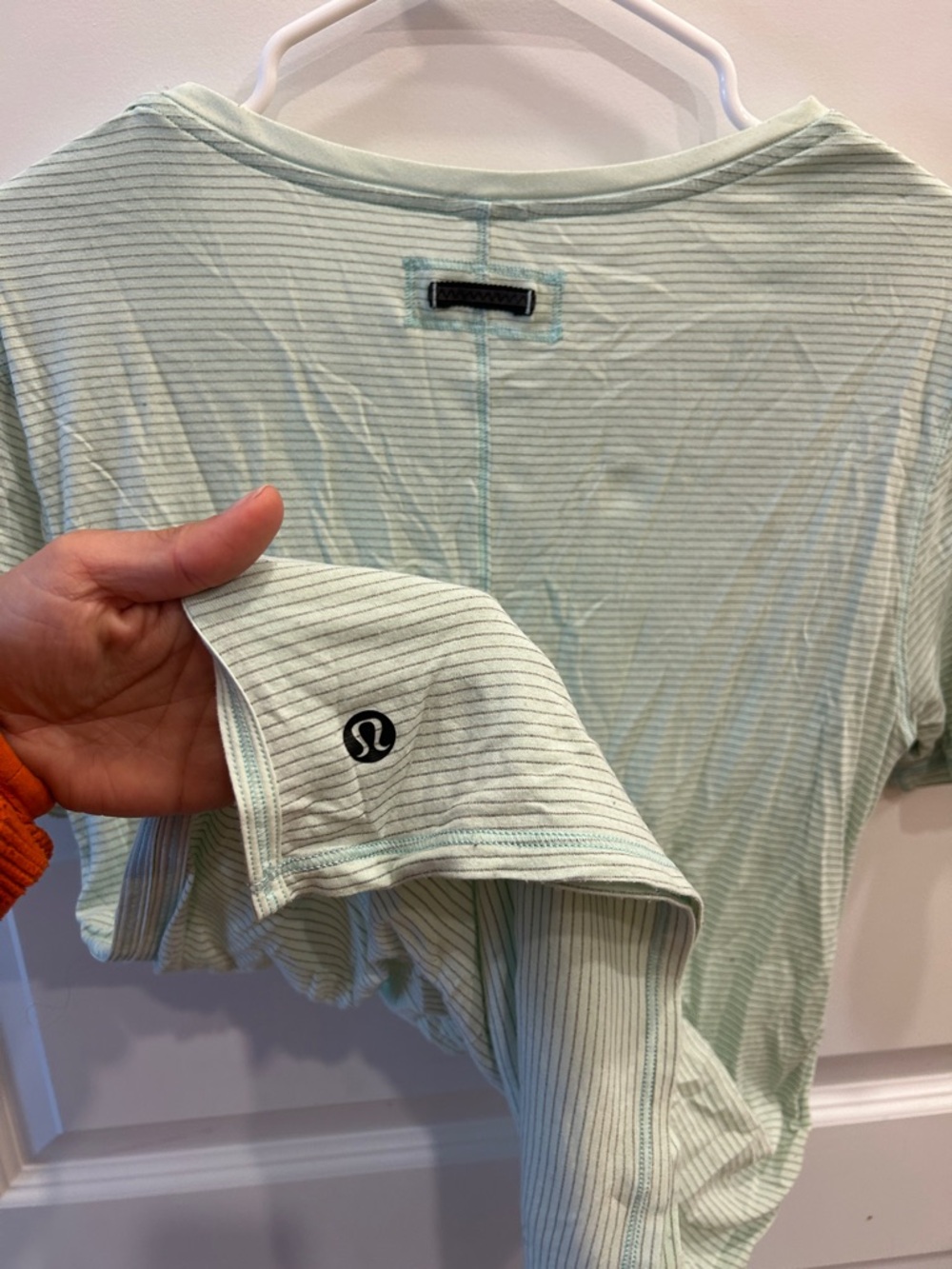 Lululemon Light Green Striped V-Neck Women's Tee